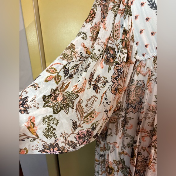 Anthropologie Cream Maxi Dress with Brown Floral Print - Picture 12 of 14